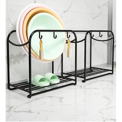Soporte de lavabo negro de hierro con ganchos para baño 5