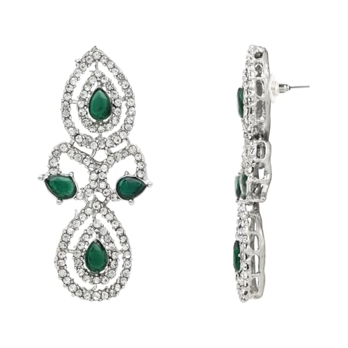 Image of I Jewels Rose Gold Plated Stylish Design Crystal Diamond Necklace & Earrings Jewellery Set for Women