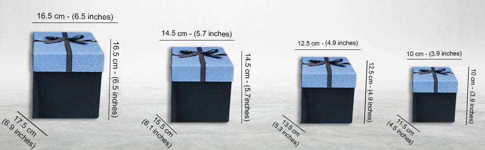 Lot De 3 Boîtes-cadeaux Rigides, Boîte Bleue Avec Couvercle En Tissu