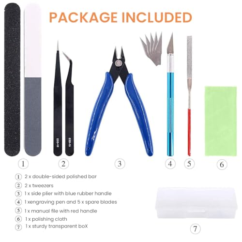 Image of Serplex 9PCS Gundam Modeler Basic Tools Set with Storage Box, Gunpla Hobby Kit for Model Building, DIY Crafting, Repairing & Assembly, Durable & Ergonomic for Beginners & Professionals