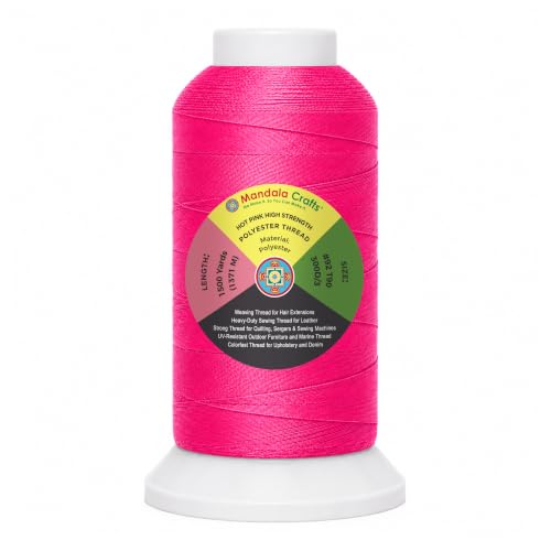 Mandala Crafts Hot Pink Tex 90 Polyester Heavy Duty Thread for Upholstery