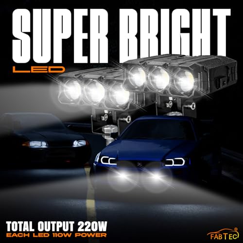 Image of FABTEC Darkhunter 220 WATT 12V High Power Super Bright White Fog Light with High /Low Beam Auxiliary Fog Lights for Cars (6000K /Pack of 2)