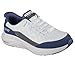 Skechers Men's Contour Foam Cozy Fit Hands Free Slip-in Sneaker,White/Navy,9.5 Wide
