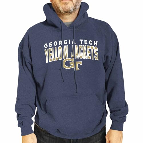 Georgia Tech Yellow Jackets Hoodie Heathered Fleece Sweatshirt - Large
