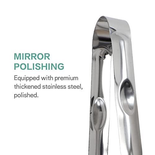 2 Pieces 7-Inch Stainless Steel Ice Tongs For Cube Pliers Candy Appetizers Serving Clip Dishwasher Safe Kitchen Tongs For Wedding Party Bbq Tea Coffee Bar Grill, Silver #TOP4