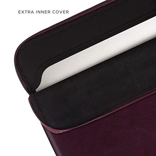 Image of Comfyable Slim Laptop Sleeve Compatible with 13 Inch MacBook Air 13 in M5 M4 M3 M2, 13 inch MacBook Pro /Neo, PU Leather Bag Water-Resistant Cover Case, Berry Brown
