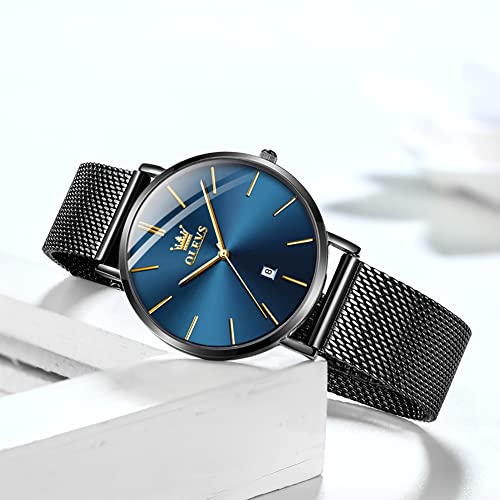 Image of OLEVS Womens Watch Minimalist Simple Slim Thin Original Analog Quartz Dress Wrist Watches Stainless Steel Mesh or Leather Strap Waterproof Watches for Ladies
