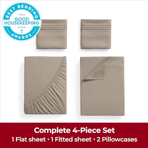 image for Mellanni Extra Deep King Sheets - 4 PC Iconic Collection Bedding - Hot