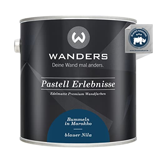 Wanders Pastell Erlebnisse 2,5L - Blaue Nila/Dunkles Blau - Edelmatte Wandfarbe! Küchenmöbellack und Möbelfarbe. Kreidefarbe für Holz & mehr. Hohe Deckkraft, schnell trocknend