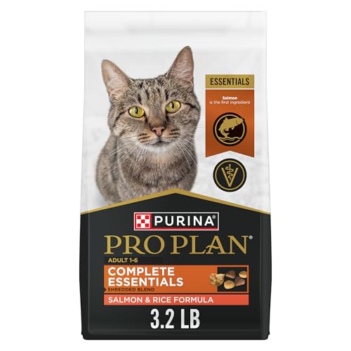 Purina Pro Plan High Protein Cat Food With Probiotics for Cats, Shredded Blend Salmon and Rice Formula - 3.2 lb. Bag