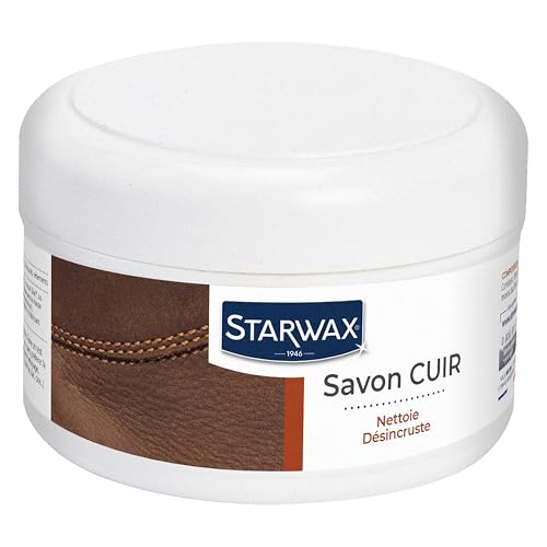 STARWAX - Savon Cuir - Nettoie, Désincruste les salissures, Dégraisse - Efficace sur nicotine et Sébum - A la lanoline - Fabriqué en France - 150ml