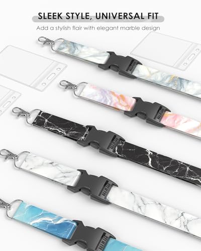 Avorast 5 Pack Cruise Lanyard for Ship Cards with Marble Pattern Cute Cruise Ship Lanyards with Waterproof ID Badge Holders for Keys, Cards Cruise Essentials for All Cruise Ships 2025, Mixed
