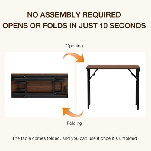 Image of TEMI Small Computer Desk Folding Table - 35.8 inch Foldable Office Desk, No Assembly, Perfect for Small Spaces in Bedroom, Dorm, or Apartment, Portable Mini Desk or Study Table with Compact Design, Walnut