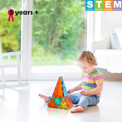 NEOFORMERS STEM Magnetic Tiles 70pcs, Montessori Sensory Building Blocks for Toddlers Ages 3+ Educational Construction Toys with Stacking Blocks, Creative Learning for Boys & Girls - Thumbnail 2