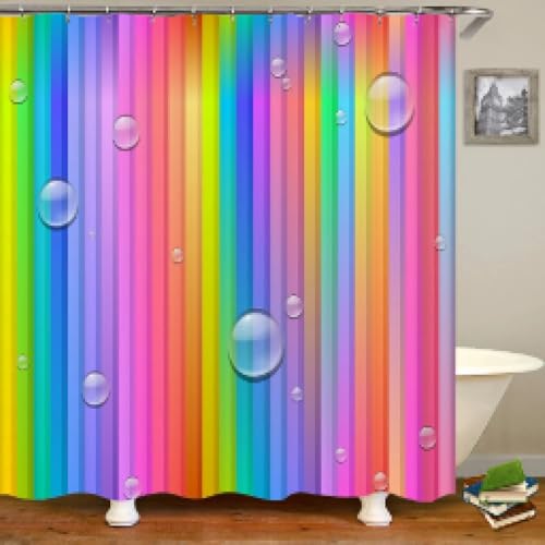 Rideau de douche géométrique 3D en polyester imperméable 150x180cm - 2