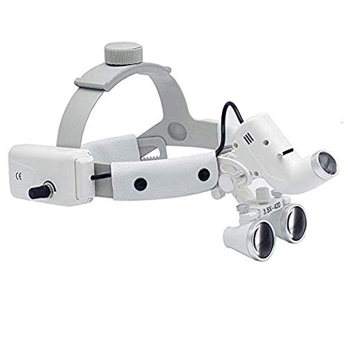 Aries Outlets Dental LED Surgical 5W Headlight 3.5X Leather Headband Loupe Light DY-106 White