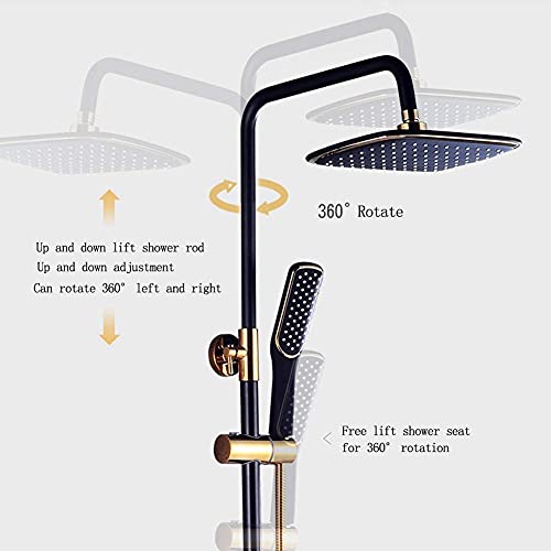 Système de douche rotatif à 360° avec colonne ajustable et douchette noire