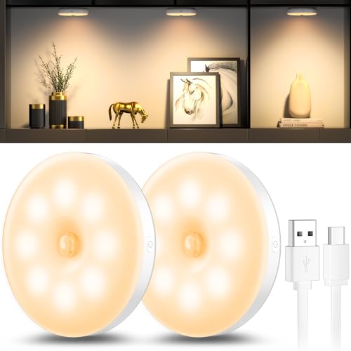daphomeu Dimmerabile Luce Notturna Sensore di Movimento USB Ricaricabile, Lampada Sensore di Movimento Interno, Luce Calda per Corridoio della Cucina, Scala, Camera dei bambini, Armadio (2)
