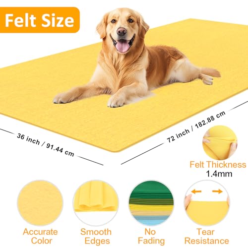 Image of XSEINO Butter Yellow Large Felt Fabric 72 inch X 36 inch(2 Square Yards), 1.4 mm Thick Soft Felt Fabric Sheet for Crafts, Yellow Series Colors Soft Nonwoven Fabric, Fit for Decoration, Sewing, DIY Crafts
