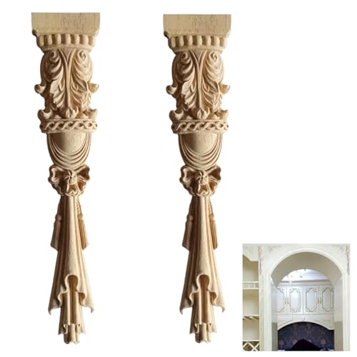 Eabdice 2 Pezzi Intagliato Applique in Legno, Decorazioni in Legno Intagliato, Decalcomania per Mobili in Legno, Applicato ad Hotel, Sale Conferenze, Mobili per Interni