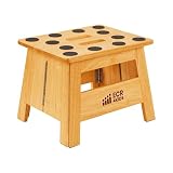 ECR4Kids Wooden Folding Step Stool with Handles, One Step, Montessori Furniture, Honey