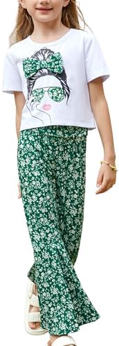 PATPAT Set di Abbigliamento per Ragazze Pantaloni della Tuta Casual e Pantaloni a Campana