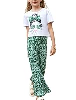 PATPAT Mädchen Bekleidungssets Sommer, Lässige Sporthosen mit Schlaghose, Mädchen Kleidung Kinder Set Kurzärmelige T-Shirt-Outfits, Geburtstag Party Teenager 3-12 Jahre