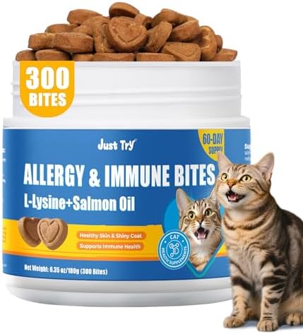Just Try 300 Bites Allergy & Immune Bites for Cats - with L-Lysin...