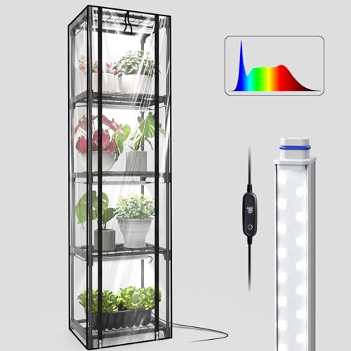 Inzlume Indoor Greenhouse with Grow Light, Mini Greenhouse with 4