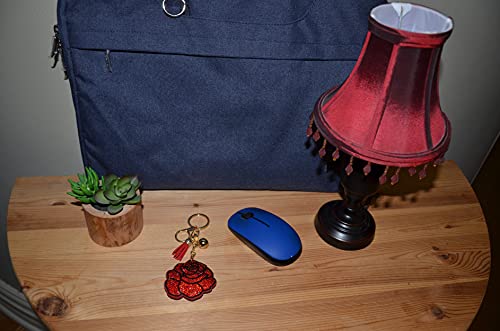 Popfizzy Rhinestone Red Rose Keychain for Women, Flower Keychain Accessories, Rose Backpack Keychain, Bling Gifts for Women4