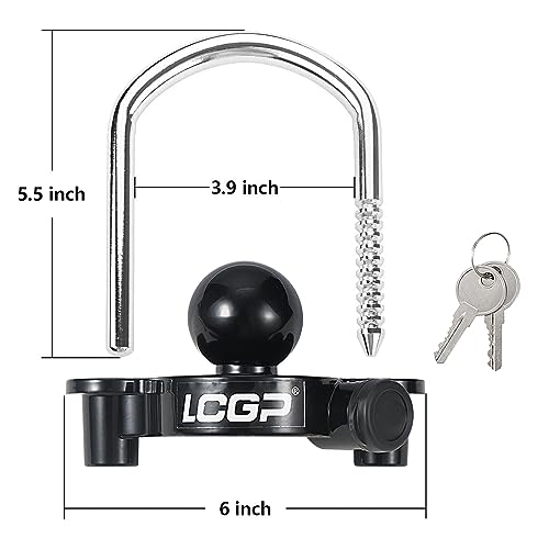 LCGP Black Trailer Hitch Coupler Lock with 2 Keys, Universal Coupler Lock, Adjustable Storage Security, Heavy-Duty Steel.