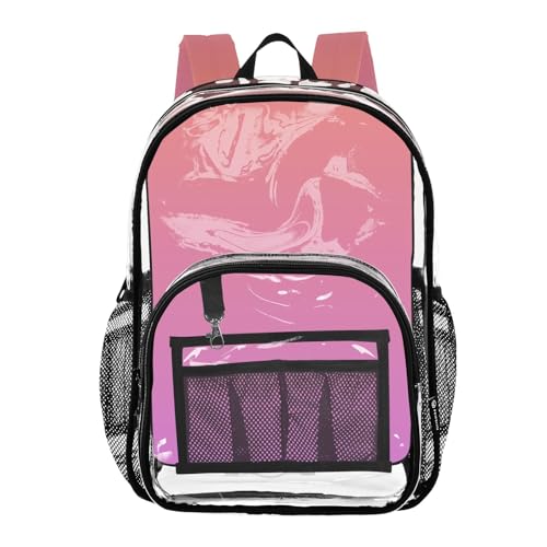 Clear Backpack for Women Coral Pink Orchid Gradient Girls Backpack for Kids See through Approved Bag