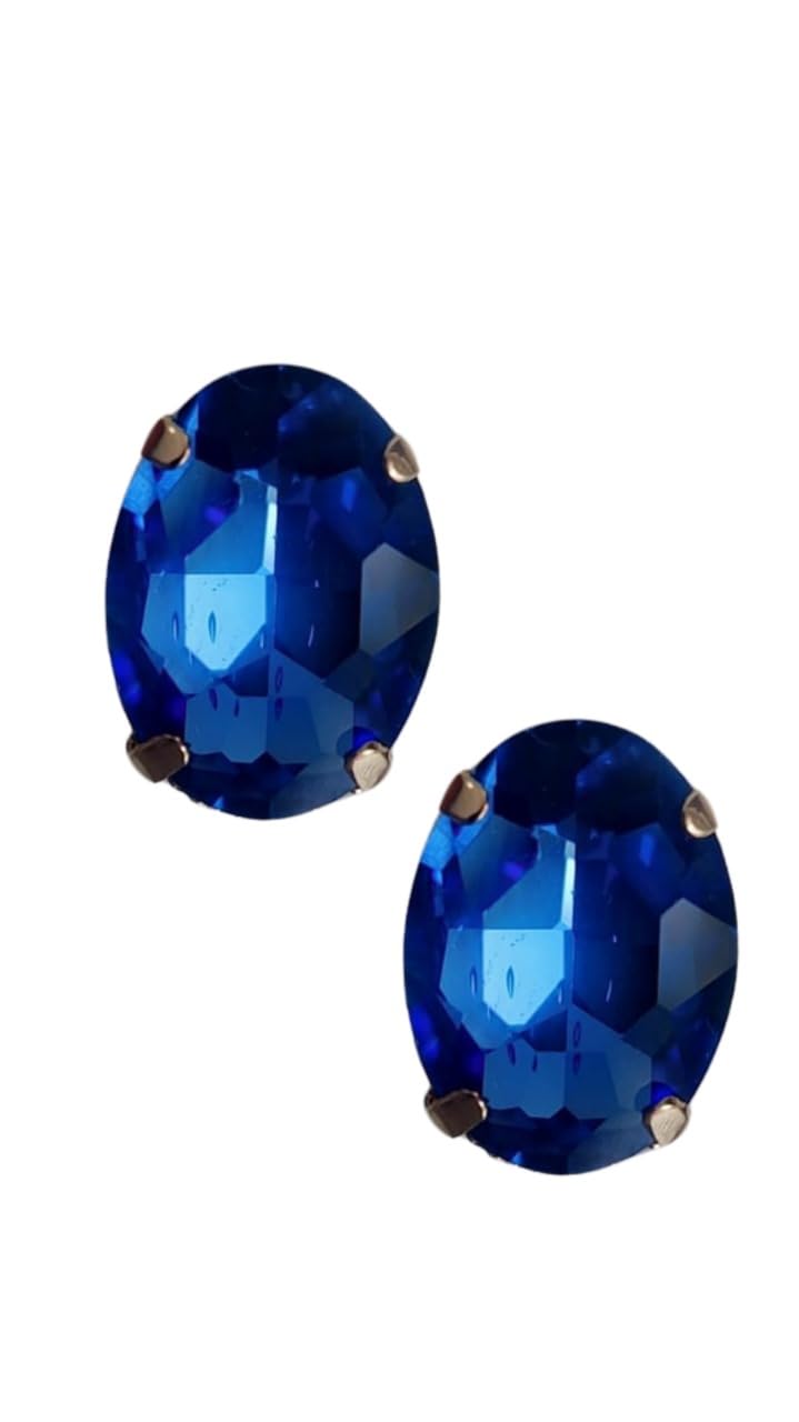 La Belleza Chic Crystal Stones Oval Clip On Jewelry Non-Piercing Stud Accessories Earring For Women (Blue) (B0CWD7J8HQ) Amazon Price History, Amazon Price Tracker