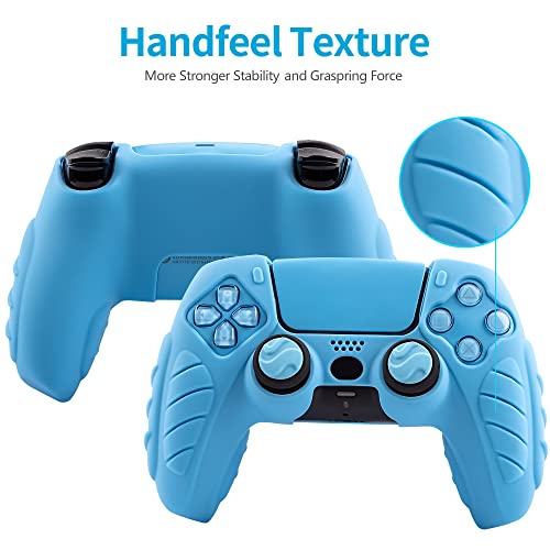 Chin Fai Ps5 Controller Skin, Ergonomic Soft Anti-Slip Controller Silicone Grip Cover Case Accessories Set For Playstation 5 Dualsense Controller With 6 Thumb Grip Caps (Starlight Blue) #TOP4
