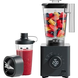 Chefman Obliterator 1.2L 1380W Smoothie Blender, Crush Ice, Nuts and Frozen Fruit, Stainless Steel Blade, Auto Blend Function, Includes 600ml Travel Jar – Midnight