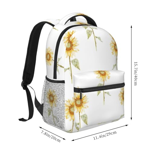 Sac à dos résistant à l'eau imprimé tournesol fleuri grand compartiment - 2