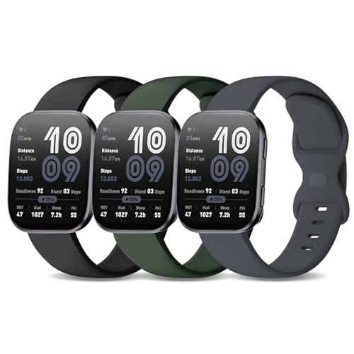 Image of 3 Pack Watch Bands Compatible with Amazfit Bip 6 /Bip 5 /Active Max /Bip Max /Balance 2 /Balance,22mm Soft Silicone Replacement Sports Strap for Amazfit GTR 4 /3 Pro /3 /2 /Cheetah Women Men