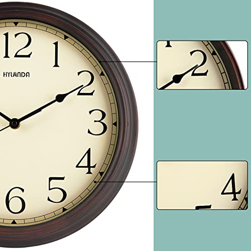 Hylanda Wall Clock, 12 Inch Vintage Retro Silent Quality Wall Clocks Battery Operated Non-Ticking, Round Decorative Kitchen Home Office Bedroom Living Room(Bronze) #TOP6