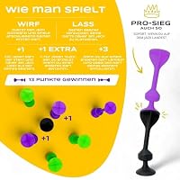 TOSSIT Spiel Saugnapf Darts, Indoor Outdoor Drinnen Draußen, Boccia, Petanque, Wurfspiel, Nachhaltig langlebig Silikon, Boden oder Wand, Family Pack, Rot Cyan Blau Gelb – Ansicht 2