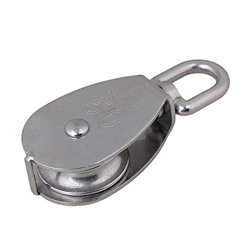 BQLZR M50 Stainless Steel 304 Single Wheel Swivel Pulley Block Loading 400kg