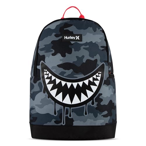 Hurley Mochila gráfica masculina, Camuflagem cinza escuro/preta, One Size, Mochila gráfica