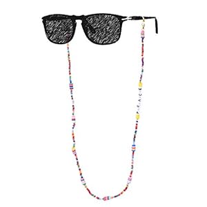 C·QUAN CHI Collier De Perles De Riz Collier En Caoutchouc De Couleur Arc-en-ciel Collier De Lettre Caractéristique Collier De Chaîne De Lunettescorde Fixe De Masque De Support