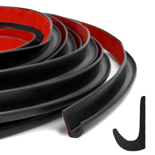 Abnaok J Shape RV-Regenrinne, 5m Regenrinne Auto, 5m Regenrinne Auto, Dach-Regenumleitungsstreifen für Fahrzeug, LKW, Wohnmobil, Boot, Auto, Van, Türen und Fenster(Schwarz)