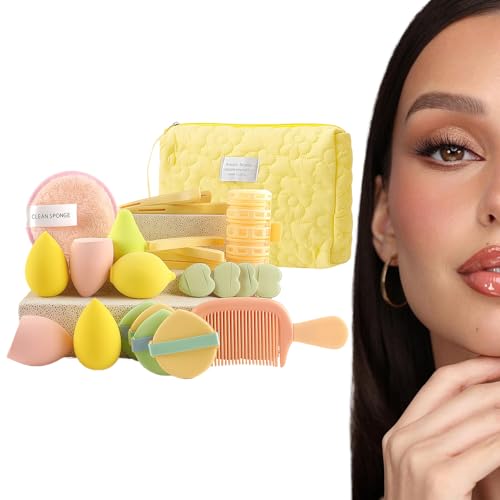 Trousse de voyage cosmétique contenant un kit maquillage et éponge