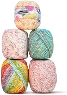 KnitPal Painted Wool Yarn for Knitting and Crocheting - Acrylic Wool Blend - Variegated Hand Painted Look - 3 DK Weight Yarn - 5 Skeins, 1255yds/500g - Rainbow Pack