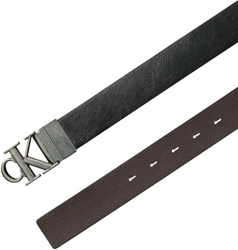 Calvin Klein Cinture da uomo con fibbia CK TUMBLED 35 MM ADJ/REV LV04D7049G, NERO (nero/CK marrone scuro/argento anticato), 120, Nero (Nero/Ck Marrone scuro/Argento antico), 120 cm - Immagine 1