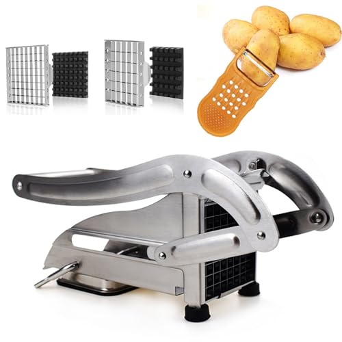 French Fry Cutter, 2-blade Potato Slicer Strong No-Slip Suction Base