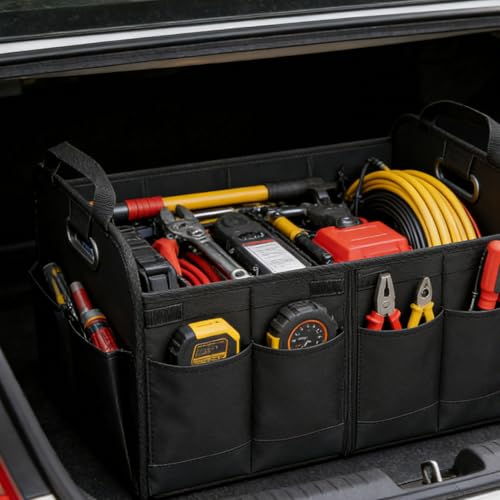 Caja de almacenamiento plegable para maletero de tela Oxford coche negro ASHATA 5