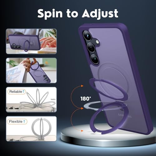 Image of AIBEX Back Cover OStand for Samsung S26 Plus 5G MagSafe Compatible | Ring Kickstand with Magnetic Alloy Ring Metal | Wireless Charging Support | Scratch Resistant Slim | Armor Protection Case - Purple