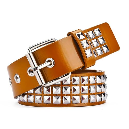 Black Punk Belt PU Leather Studded Holes Star Belt for Jeans unisex